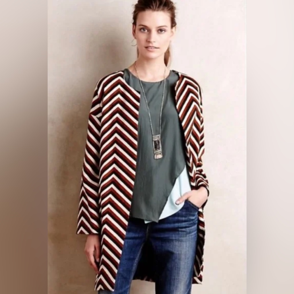 Eva Franco Chevron Driving Coat / Jacket - Xsp - Anthropologie Petites